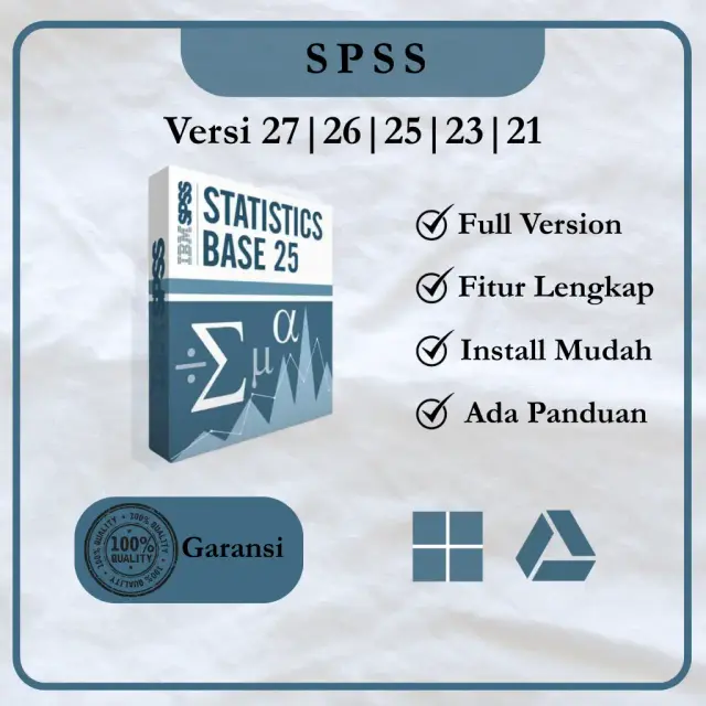 Katalog (WINDOWS) Statistik SPSS 27 26 25 23 21 Bergaransi Full Version SPSS Statistics Mahasiswa dan Umum